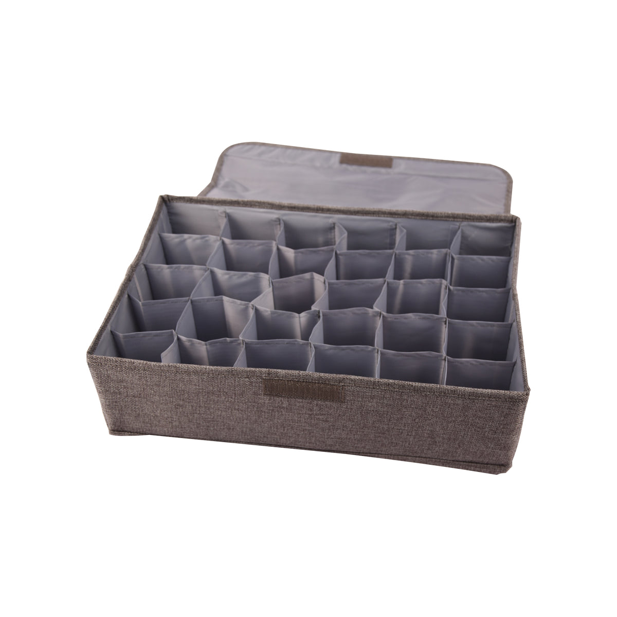 Collapsible fabric storage box for home use—dust-proof, multi-compartment organizer for underwear, socks, and lingerie.