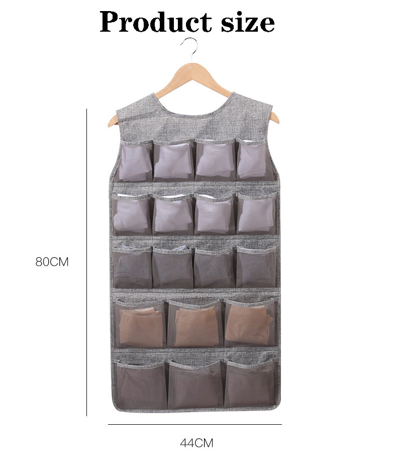 Double-sided hanging storage organizer for underwear and socks—made of Oxford cloth, designed for wall-mounted use.
