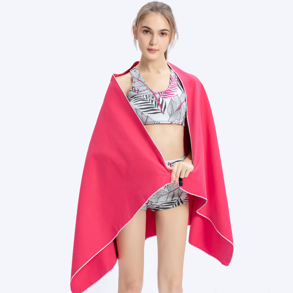 Solid-color double-sided fleece beach towel for adults – absorbent, quick-drying, and lint-free.