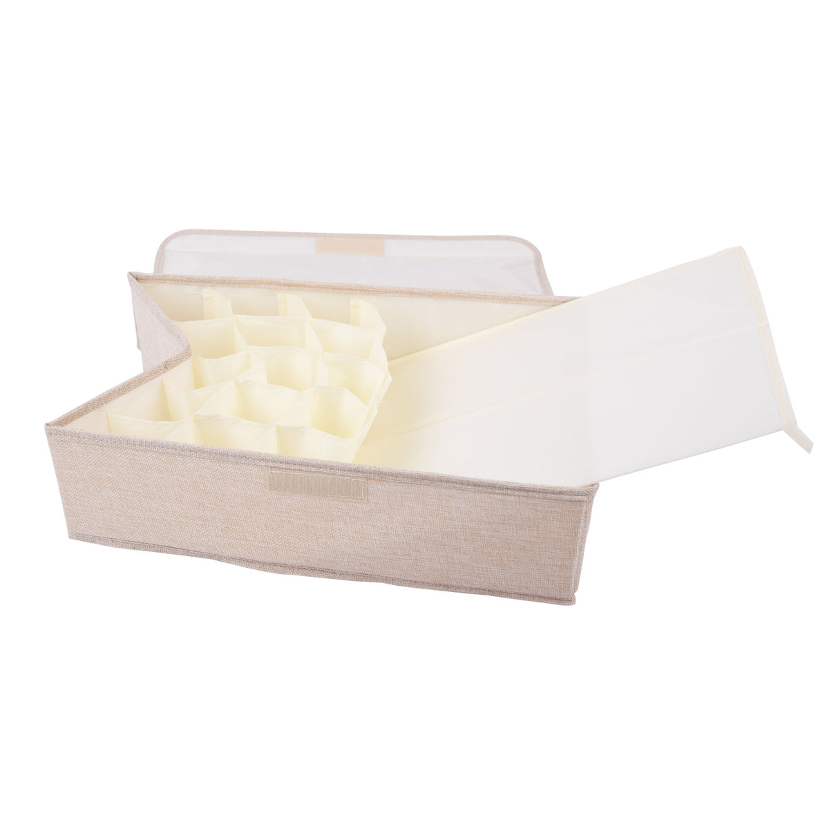 Washable Fabric Underwear Organizer Box with Lid – Foldable Storage Bin for Socks, Panties, and Bras